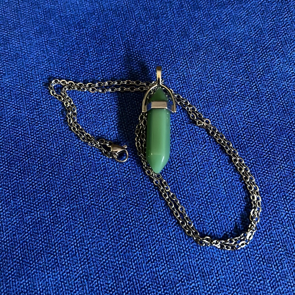 Green chalcedony Necklace Stainless steel with very good lobster clasp